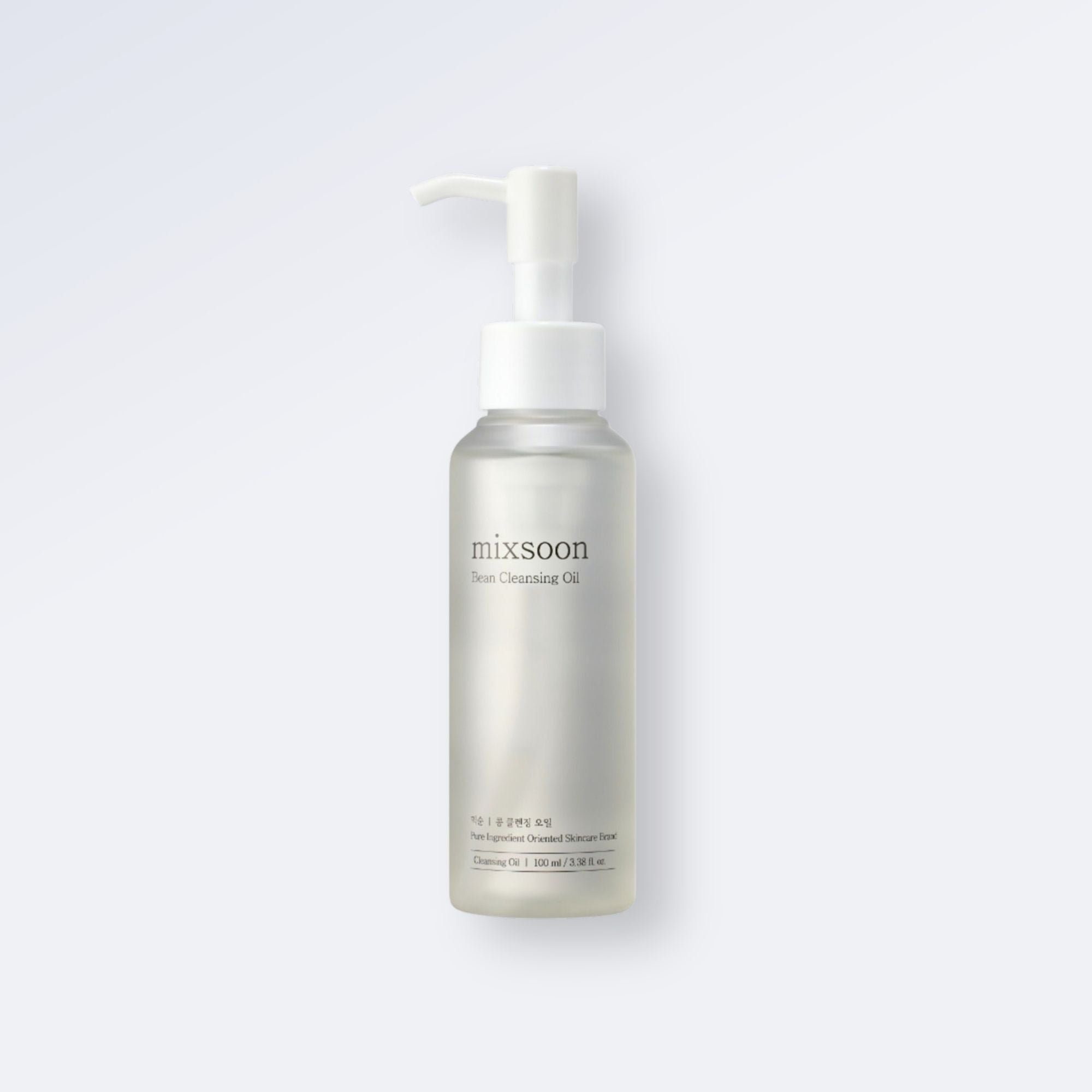 Skincare bottle labeled 'mixsoon' on a light gray background